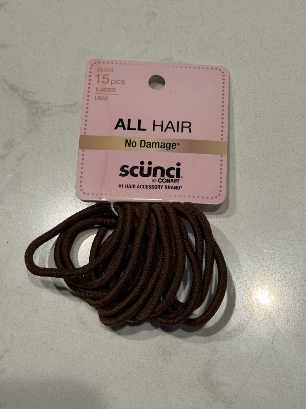 Scunci All Hair No Damage Elastics Brown 15 pieces set bundle hair tie brown